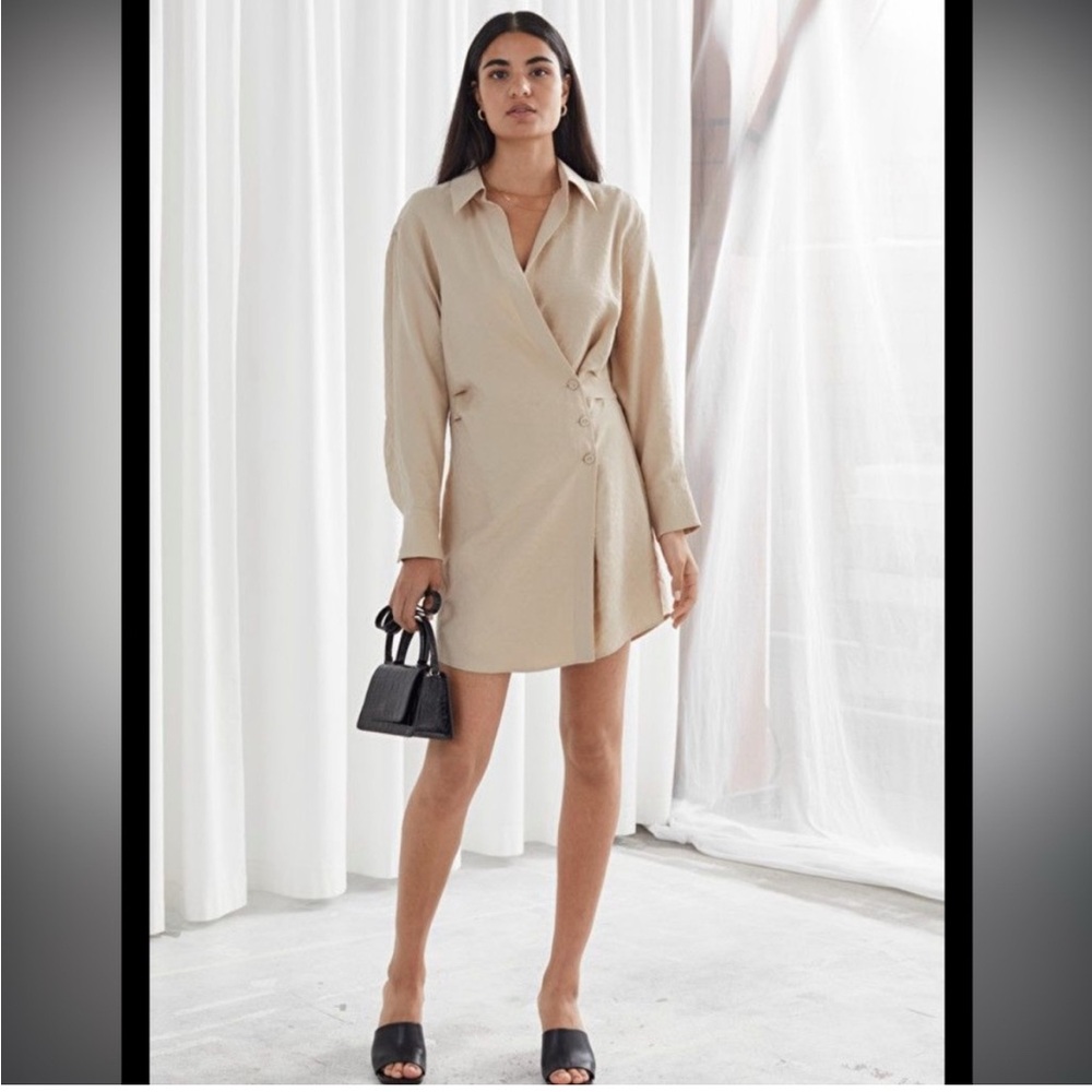 Meghan Nicole tan asymmetrical shirt dress NWOT